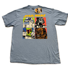 Yoda Darth Boba T-Shirt Mens Large Vintage Star Wars Movie Top Han Ewok R2 D2