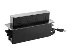 Link2Home 3-Outlets Space Saver Pop Up Socket, Receptacle Power Cover Box w/USB