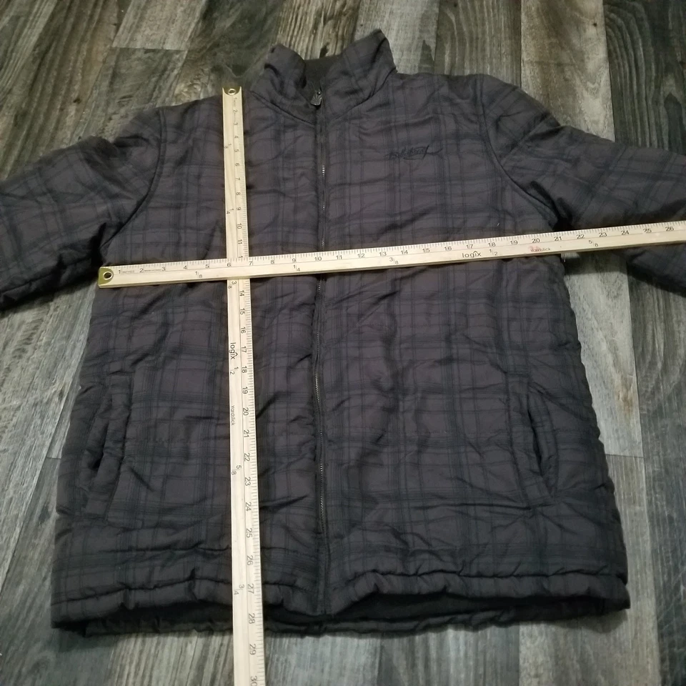 Chaqueta acolchada forrada de lana a cuadros marrón Billabong para hombre cremallera completa talla mediana Foto 4 de 4