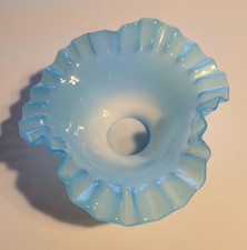 BEAUTIFUL!! Vintage Fenton Turquoise Blue Ruffle Edges Candy Dish Bowl Glass
