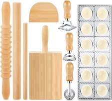 9 Pcs Pasta Making Tool Ravioli Gnocchi Maker Set Include Ravioli Mold Wooden Cu
