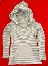 James Perse Women's Gray Stripe Pullover Hoodie Sweatshirt/Pocket/ Cotton/Size 2