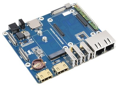 Waveshare, WIFI 6 Dual ETH Base Board für Raspberry Pi Compute Module 4,