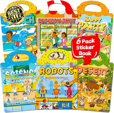 6 Sets Reusable Jelly Sticker Book for Kids - Jelly Sticker Book for Toddlers, A