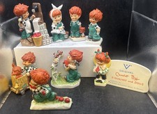 VINTAGE CHARLOT BYJ GOEBEL W. GERMANY REDHEAD PORCELAIN FIGURINES ~ SET OF 8