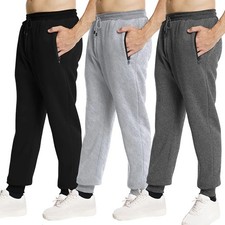 Men Sweatpants Joggers Side Zipper Pockets Elastic Waist Casual Track Pants