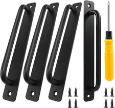 4 Pack Matte Black Barn Door Handle Sliding Closet Pocket Gate Pull 6.3" Center