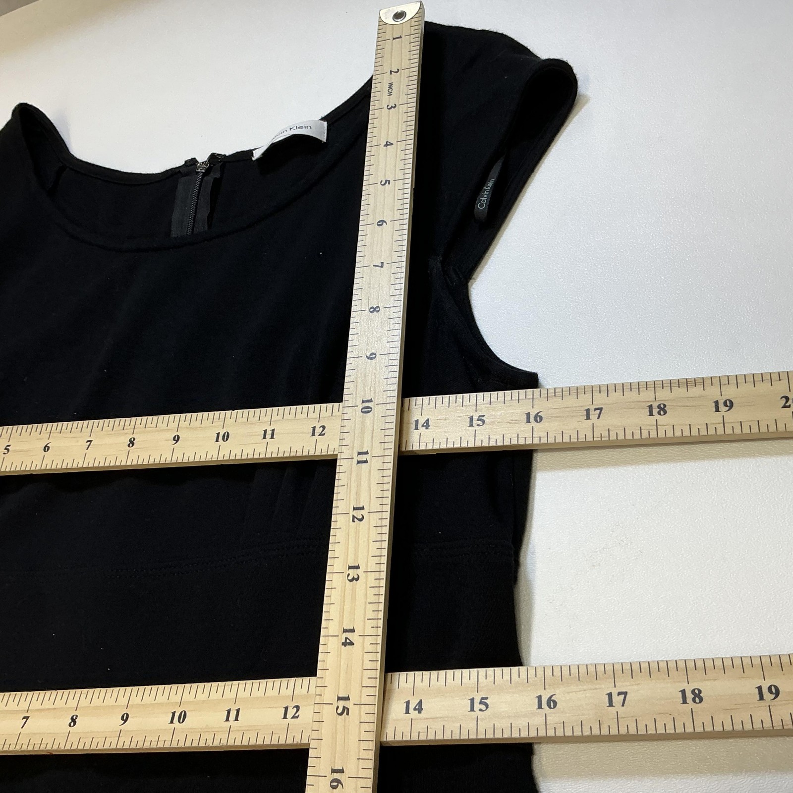 Calvin Klein Dress Womens Small Black Sheath Cap Sleeve Stretch Classic Rayon thumbnail 11