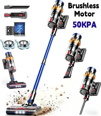 Cordless Vacuum Cleaner Brushless Motor 50KPa 75min Stick Lightweigt Recharge