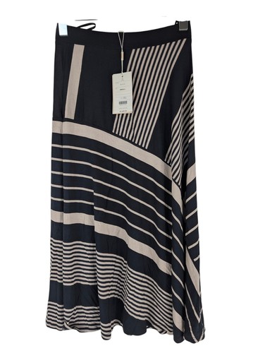 Monsoon Flare Skirt, Black Geometric Print Jersey Stretch Elastic Waist Size S - Picture 1 of 7