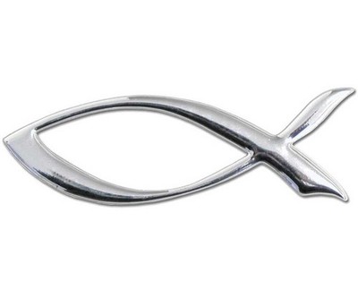 3D-Design Auto Relief Aufkleber FISCH Karosserie Symbol Christen Ichthys silber