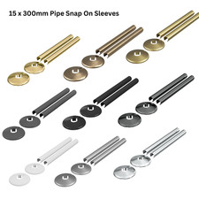 Radiator Pipe Covers & Collars 15mm x 200mm | 2 Pack Clip-On Metal & PVC Sleeves