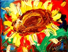 SUN FLOWERS Abstract Modern Original Oil Painting  CANVAS BY KAZAV u97t97