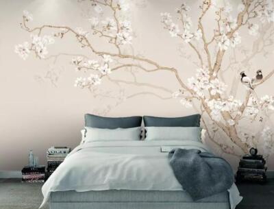 3D Flower Branch Bird K3577 Wallpaper Mural Self-adhesive Removable Sticker Kay