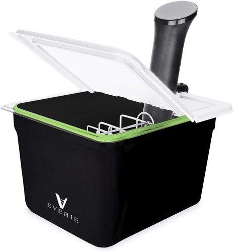 Sous Vide Container 12 Quarts with Collapsible Hinge Lid and Sous Vide Rack