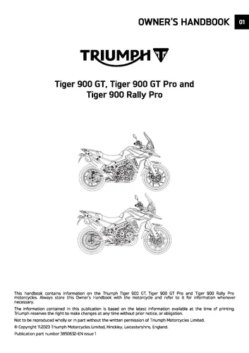 Triumph Tiger 900 GT, Tiger 900 GT pro, Tiger 900 R/pro Owners Manual 24-present