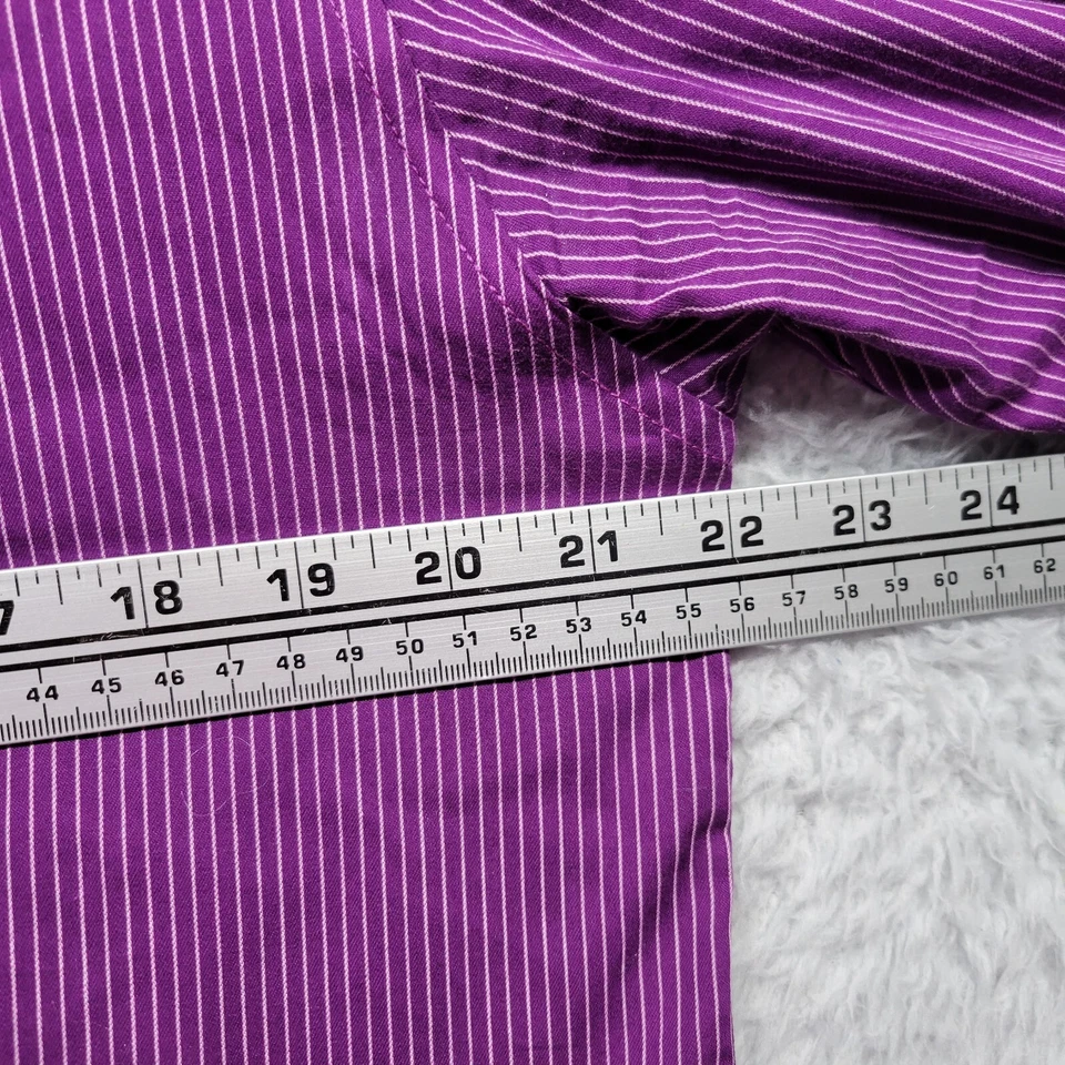 Kenneth Cole 反应衬衫男式中号 32/33 紫色条纹修身版型 — 第 3/4 张图片