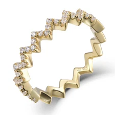 18K Gold Over Sterling Silver Zigzag Cz Eternity Band Ring Women Sz 3-12 SEM3298