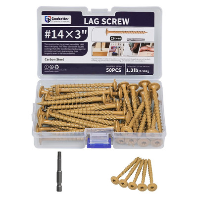 Lag Screws 3 Inch, 50PCS Heavy Duty Construction Screw, Structural Wood Screw #1