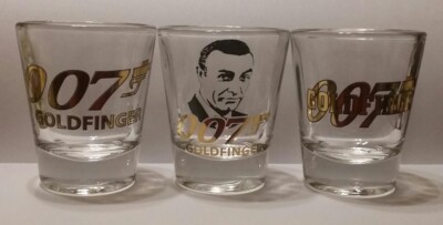Set of 3 James Bond Gold 1½ Shot Glasses