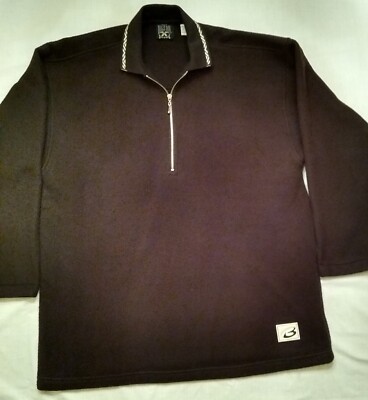 Bugle Boy Collared Fleece Shirt Men s XL Extra Large Black Quarter Zip Pullover