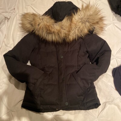 Topshop Quilted Puffer Jacket Woth Faux Fur Hood UK