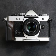 Camera hand solid wood handle grip L-plate accessory suitable for Olympus OM-3