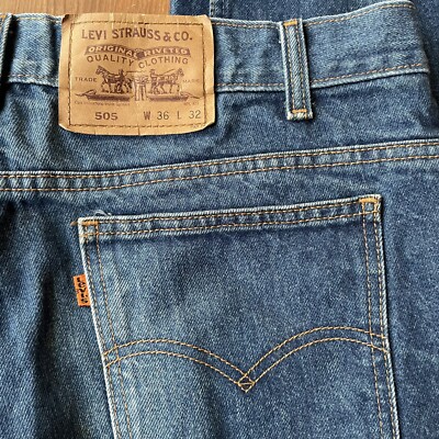 Vintage 90s Levis 505 Orange Tab Blue Denim Jeans Mens Sz 36 Vintage 90s Levis 505 Orange Tab Blue Denim Jeans Mens Sz 36
