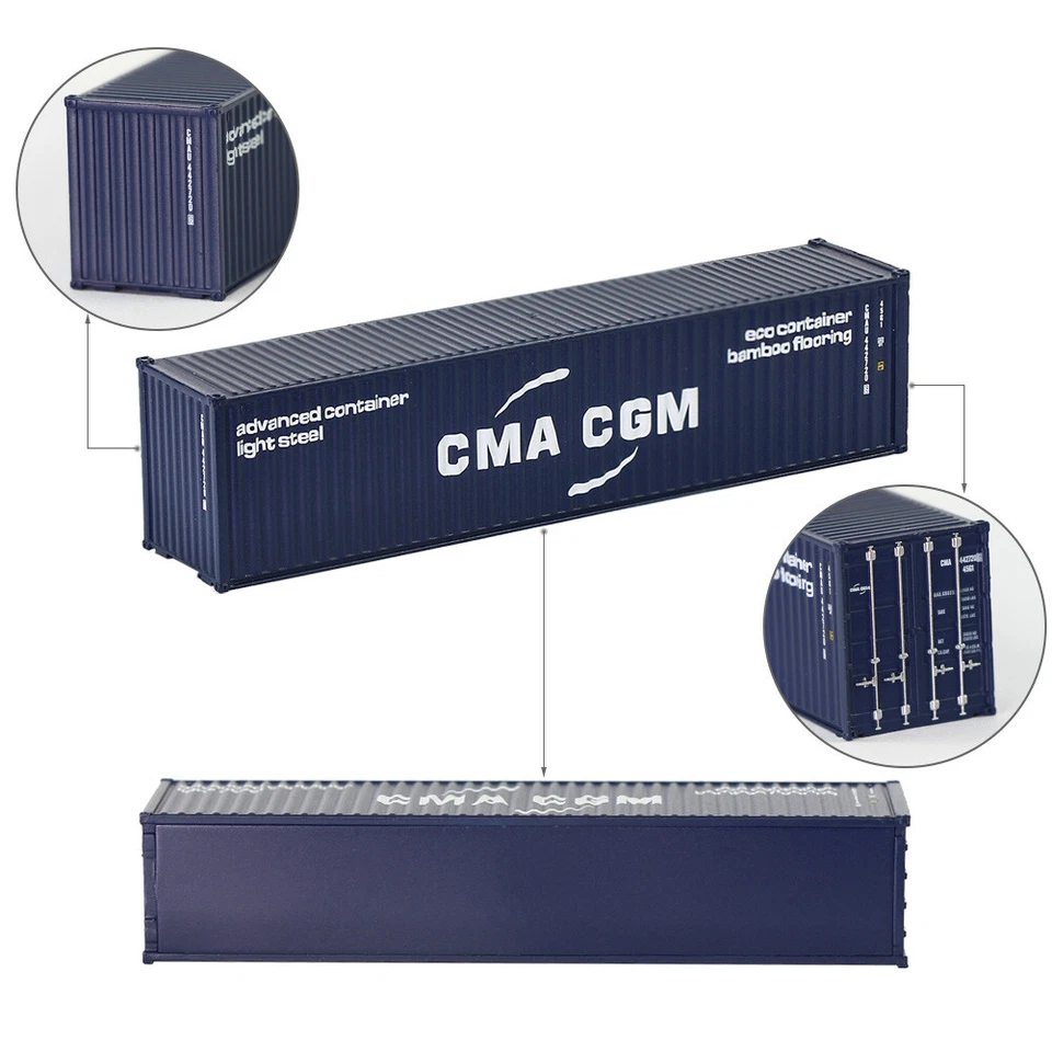 Evemodel 3pcs Mixed N Scale 40ft Magnetic Shipping Container 1:160 40' Cargo - Image 3 of 4