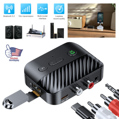USB Bluetooth 5.3 Adapter Receiver Wireless AUX to 2RCA Stereo Audio Adapter