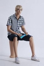  männliche Schaufensterpuppe MS-12 sitzend Hautfarbe Gesicht   mannequin male 