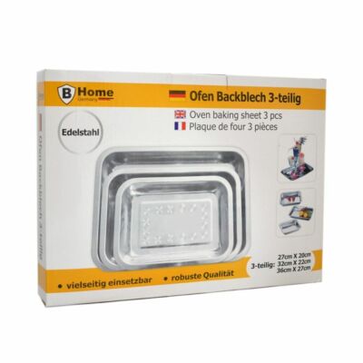 3er Set Ofenblech Backblech Edelstahlblech Edelstahl Serviertablett eckige Ba-36