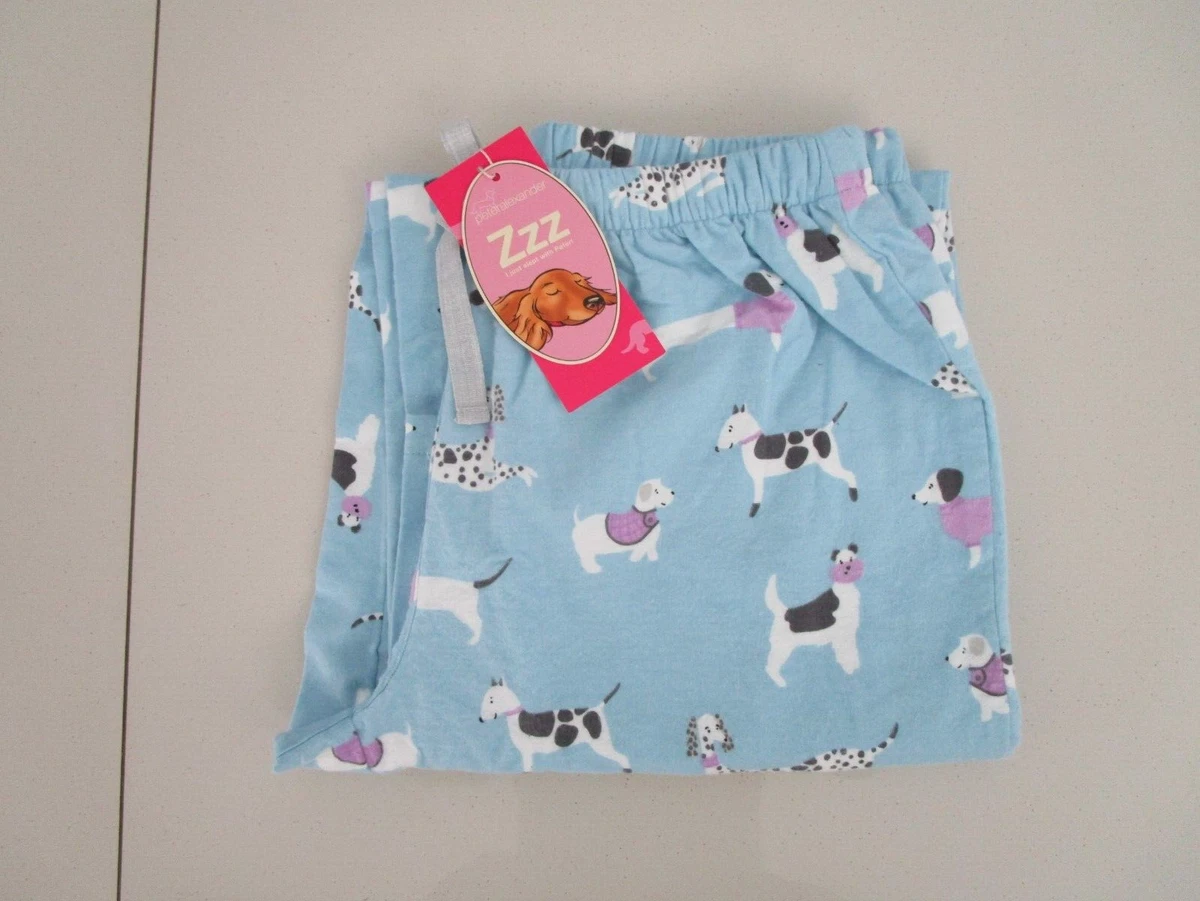Peter Alexander Ladies Blue Classic Dog Print Flannelette Pj Pant Size M