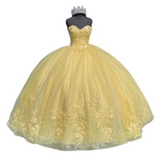 Sweetheart Yellow Quinceanera Dresses Glitters Sweet Prom Party 15 16 Ball Gowns