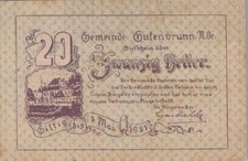20 HELLER 1921 City of GUTENBRUNN Lower AUSTRIA Notgeld #PF189.U