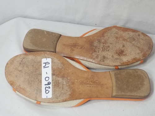 Brooks Brothers Orange Leather/Textile Slip-On Sandal Women Size 8 M - Picture 6 of 6