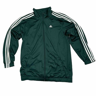 Adidas Track Jacket S Mens Green White Stripes Pockets