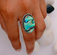 Abalone Shell Ring Anniversary Gift Statement Ring 925 Sterling Silver Ring B290