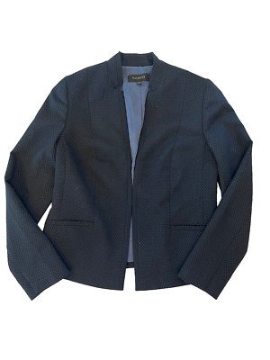 Talbots Blazer Womens Sz 6 Navy Polka Dot Long Sleeve Lined Business Career Work
