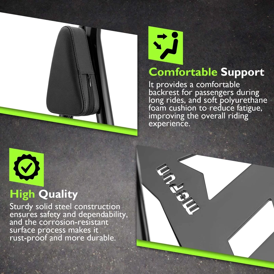 Respaldo de pasajero negro barra Sissy portaequipajes para Kawasaki Vulcan 2000 VN2000 Foto 4 de 4