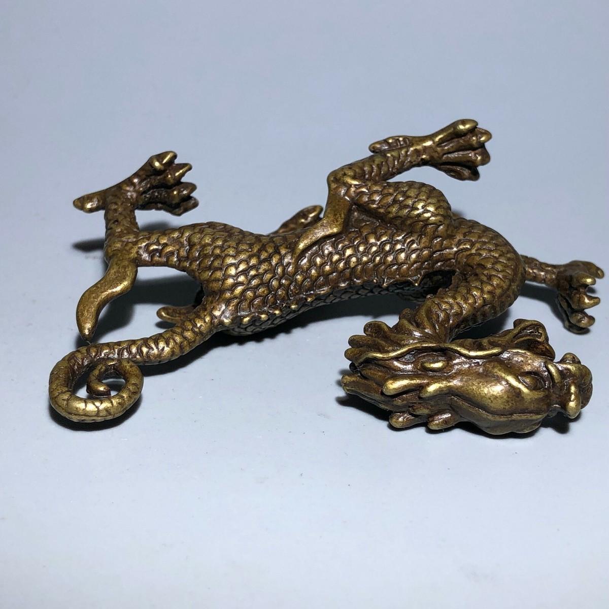 お値下げ❣️中国の古い器 動物いっぱい!可愛い ドラゴン ヴィンテージ Chinese Old Vintage Solid Brass Handwork Collectible Dragon