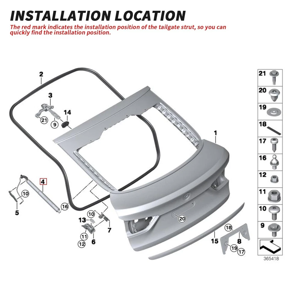 FOR BMW X6 F16 F86 TAILGATE STRUT REAR LEFT + RIGHT ELECTRIC AUTO BOOT GAS DRIVE - Image 2 of 4