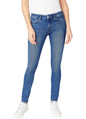 Pepe Jeans Damen Jeans Regent - Skinny Fit - Blau - Medium Dark Wiser Stretch