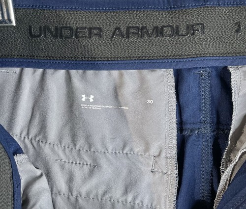 Under Armour Shorts Men's 30 Blue Chino Golf Stretch Flat Front Pockets Athletic - Picture 3 of 7