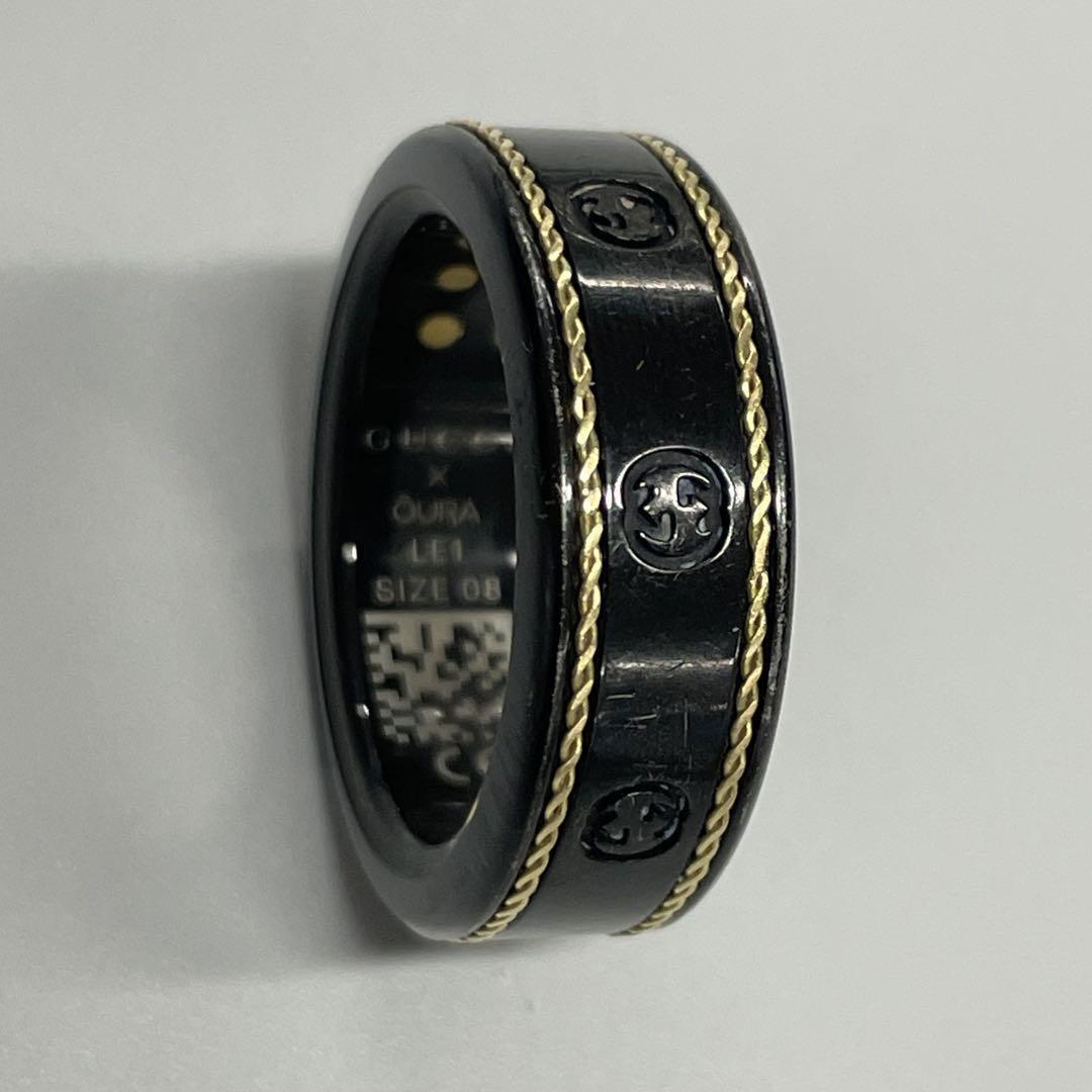 GUCCI x Oura Ring Black/Gold GG locking size US8 Used GUCCI x Oura Ring Black/Gold GG locking size US8 Used