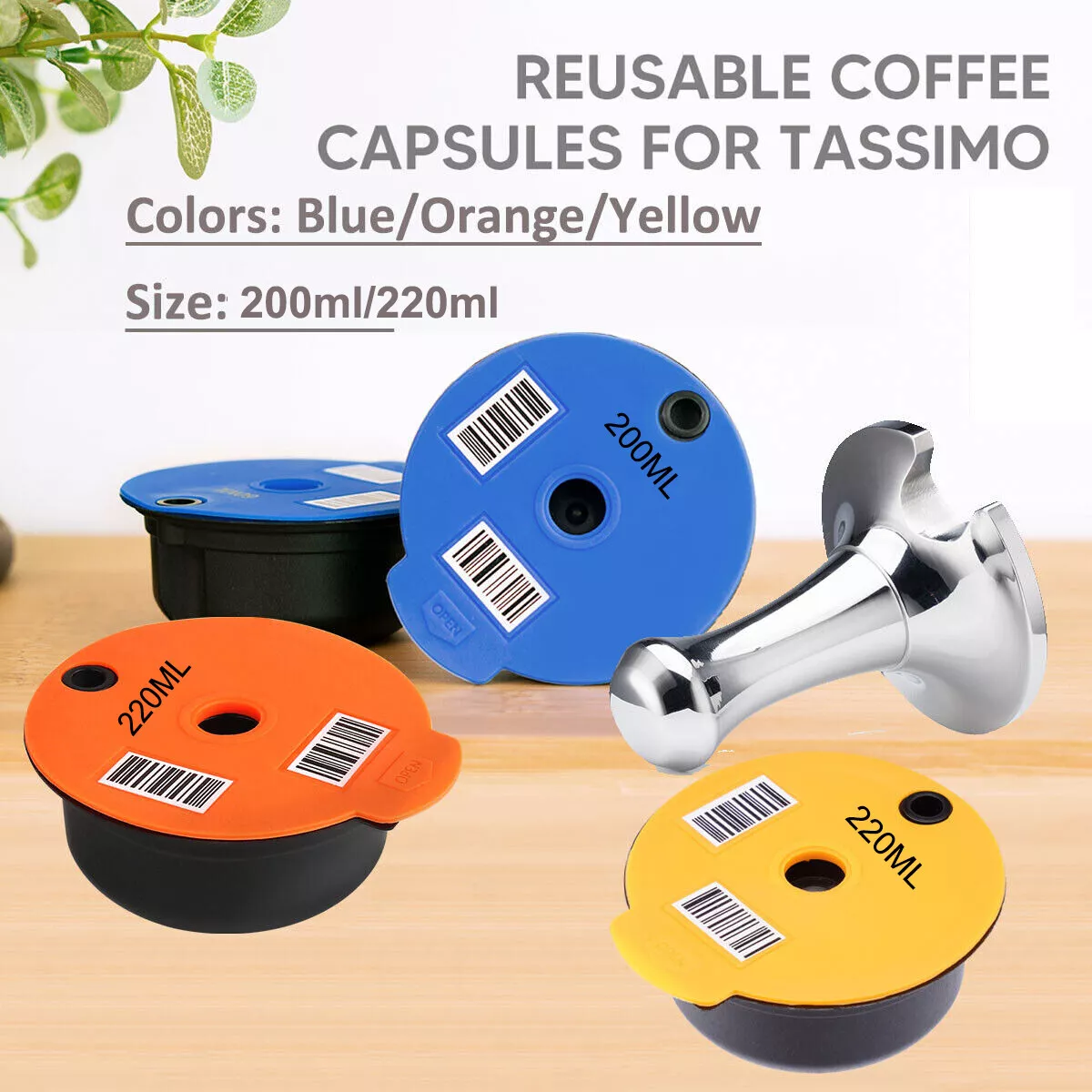 200/220ML Reusable Coffee Capsule Pod Tamper Tool For Tassimo