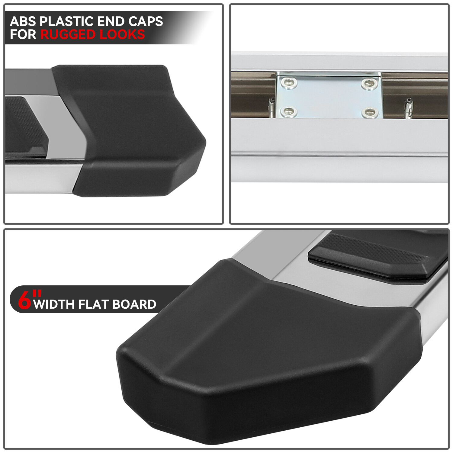 For 22-24 Ford F150 Super Crew Cab Chrome 6" Flat Side Step Bar Running Boards