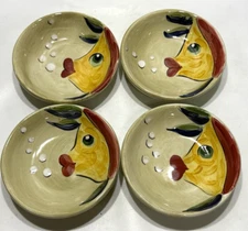Tabletops Unlimited Under The Sea Hand Painted 4 pc Dipping Set 4 1/8"x1 2/8"
