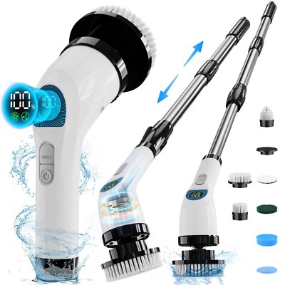 Electric Spin Scrubber Cordless Cleaning Brush With 10 Cleaning Tools 2h Long Ba