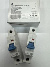 Lot of 2 Allen-Bradley 1492-SPM1C020 Supplementary Protector 2A 1-Pole Din Rail